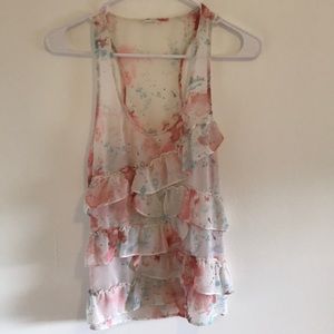 Forever 21 - Sheer floral ruffle top (small)
